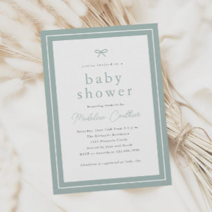 Elegante einfache Salbei neutrale Babyparty Einladung