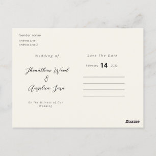 Elegante, einfache Save the Date Einladung Postkar Postkarte