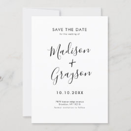 Elegante einfache Schwarz Minimalistisch Moderne H Save The Date
