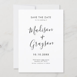 Elegante einfache Schwarz Minimalistisch Moderne H Save The Date