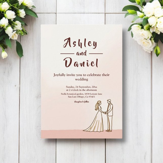 Elegante einfache Schwarz-Weiß-Braut-Hochzeit Einladung (Von Creator hochgeladen)