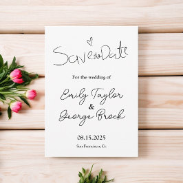 Elegante, einfache Schwarz-Weiß-Chic Moderne Hochz Save The Date