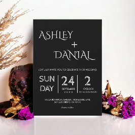 Elegante, einfache Schwarz-Weiß-Delikatesse Einladung