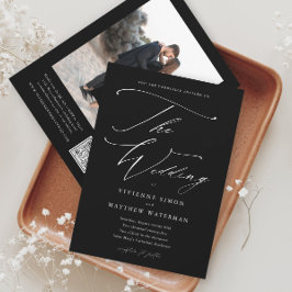 Elegante einfache Schwarz-Weiß-Hochzeit Einladung