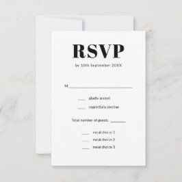 Elegante einfache Schwarz-Weiß-Mahlzeiten RSVP Karte