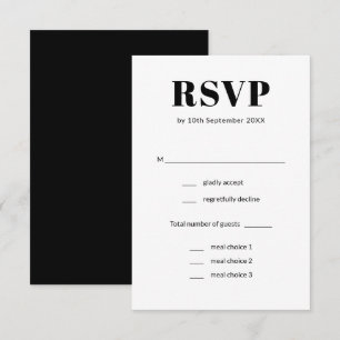 Elegante einfache Schwarz-Weiß-Mahlzeiten RSVP Karte