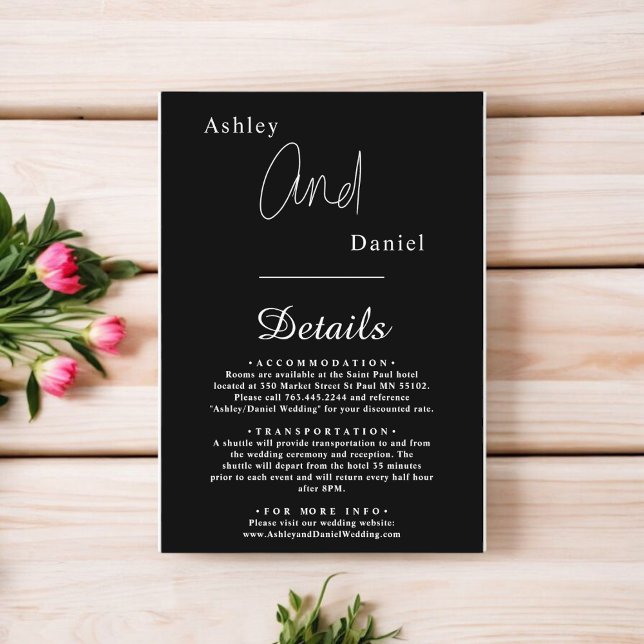 Elegante einfache Schwarz-Weiß-Moderne schicke Hoc Begleitkarte (Von Creator hochgeladen)