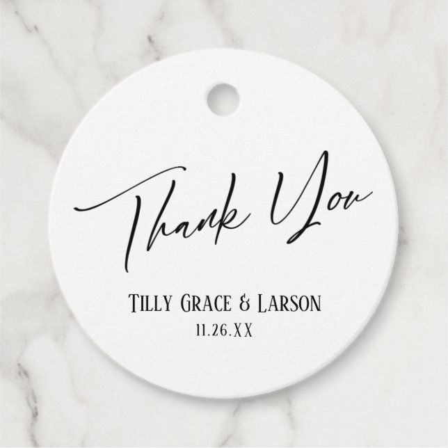 Elegante einfache Schwarz-Weiß-Typografie Vielen D Geschenkanhänger (Vorderseite)
