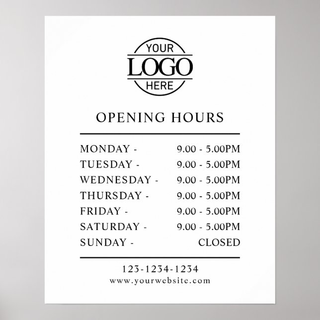 Elegante Einfache Schwarz-weiße Geschäftsöffnungsz Poster (Vorne)