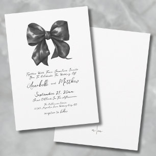 Elegante einfache schwarze Bogenhochzeit Einladung