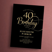 Elegante einfache schwarze goldene Schrift 40. Geb