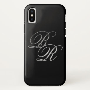 Elegante einfache schwarze graue Monogramm-Initial Case-Mate iPhone Hülle