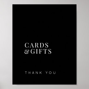 Elegante, einfache schwarze Karten und Geschenke H Poster