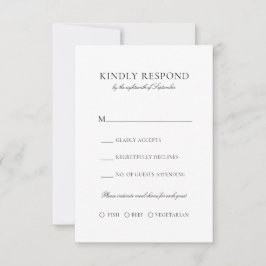 Elegante, einfache Schwarze Schrift RSVP Karte
