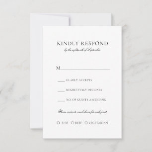 Elegante, einfache Schwarze Schrift RSVP Karte