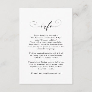 Elegante einfache schwarze und weiße Hochzeitsinfo Einladung