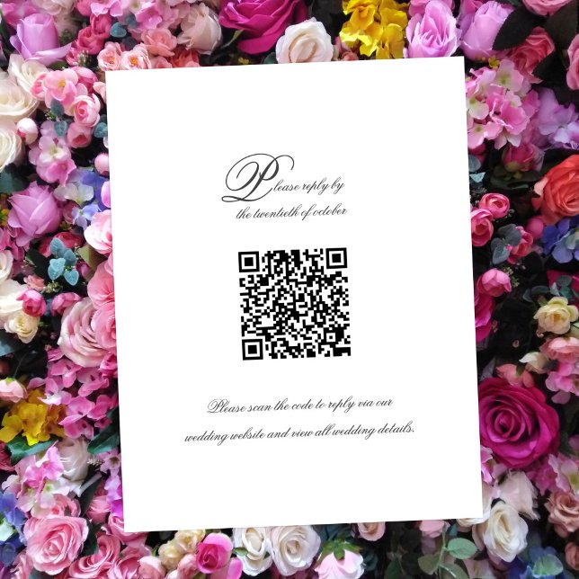 Elegante einfache Script QR Code Wedding RSVP Card (Von Creator hochgeladen)