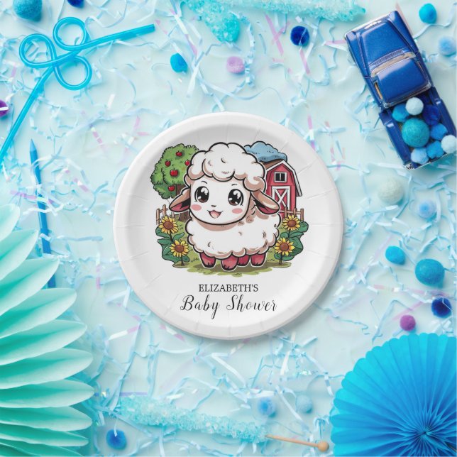 Elegante, einfache Sheep Baby-Dusche Pappteller (Party)