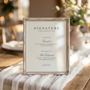 Elegante einfache Signature-Drinks-Hochzeitsbar-Sc Poster