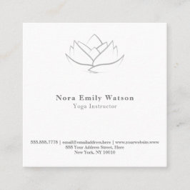 Elegante einfache Square Blume Weiß und Grau Lotus Quadratische Visitenkarte
