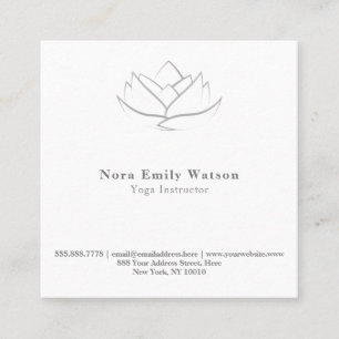 Elegante einfache Square Blume Weiß und Grau Lotus Quadratische Visitenkarte