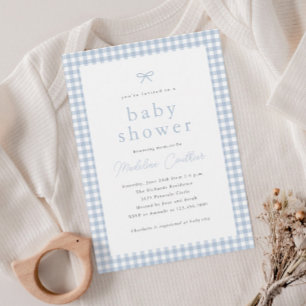 Elegante einfache staubblaue Babyparty für Jungen Einladung
