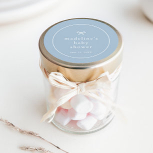 Elegante einfache staubblaue Babyparty für Jungen Runder Aufkleber