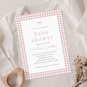 Elegante einfache staubrosa Mädchen-Baby-Party Einladung