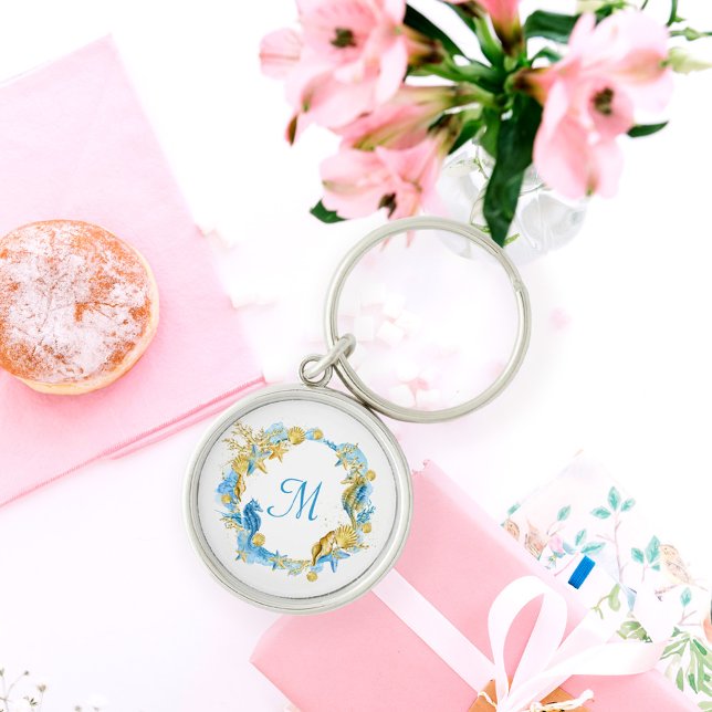 Elegante Einfache Sternfische und Muscheln Bridesm Schlüsselanhänger (Von Creator hochgeladen)