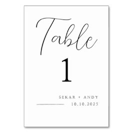 Elegante einfache Tafelkarte Tischnummer