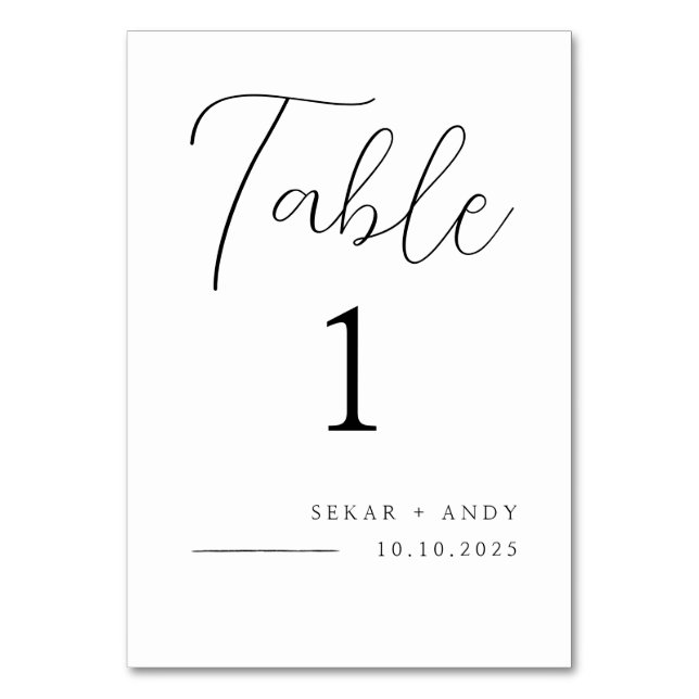Elegante einfache Tafelkarte Tischnummer (Vorderseite)