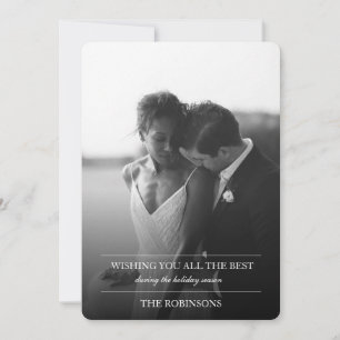 Elegante Einfache Text Holiday Card mit Foto Feiertagskarte