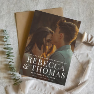 Elegante einfache Typografie Foto Hochzeit Save The Date