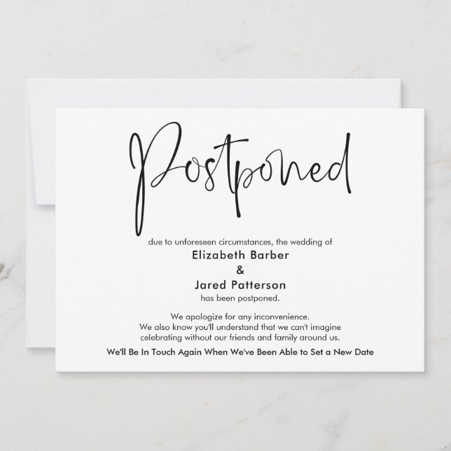 Elegante einfache, verspätete Hochzeitskarte Einladung (Vorderseite)