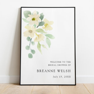Elegante einfache Wasserfarbe Brautparty Begrüßung Poster