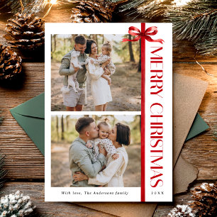 Elegante einfache Weihnachts-Fotocollage Feiertagskarte