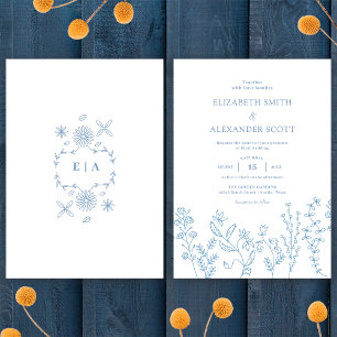 Elegante einfache Wildblumen Immergrün-Hochzeit Einladung