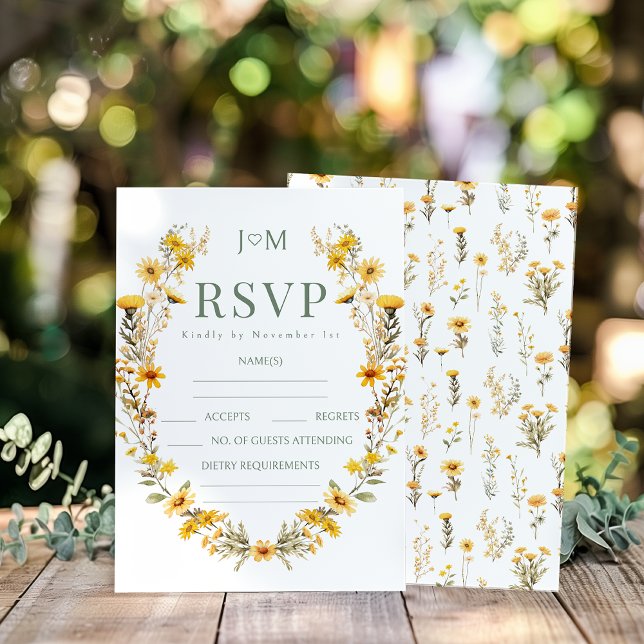Elegante einfache Yellow Wedding RSVP Response Car (Von Creator hochgeladen)