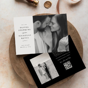 Elegante einfache zwei Foto Schwarzweiß Save The Date
