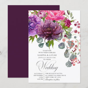 Elegante einfarbige Hochzeit der Wasserfarben Einladung