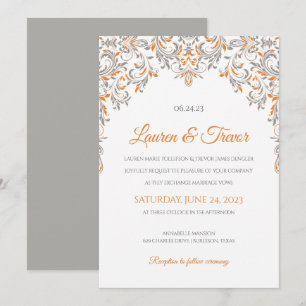Elegante Einladung Kate (Orange & Gray)