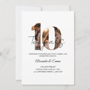 Elegante Einladung zum 10. Hochzeitstag mit Fotoco
