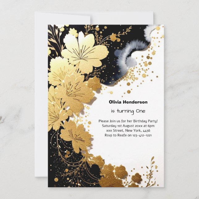 Elegante Einladung zum 1. Geburtstag (Vorderseite)