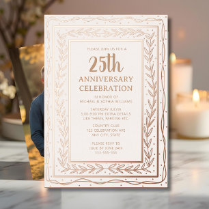 Elegante Einladung zum 25. Hochzeitstag in Weiß