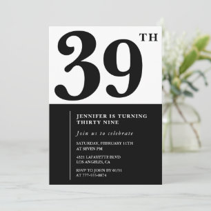 Elegante Einladung zum 39. Geburtstag Mädchen Schw