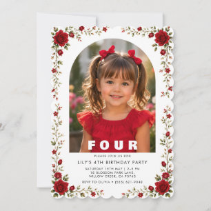 Elegante Einladung zum 4. Geburtstag Mädchen mit F
