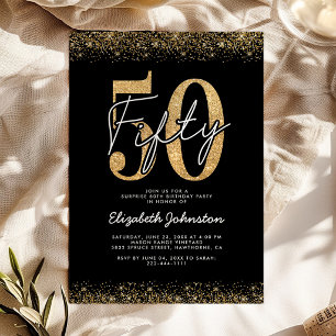 Elegante Einladung zum 50. Geburtstag in Schwarz u