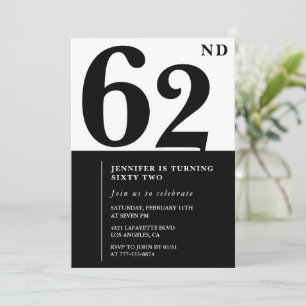 Elegante Einladung zum 62. Geburtstag Frau Schwarz