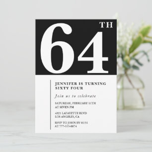 Elegante Einladung zum 64. Geburtstag Chic Simple