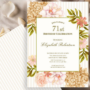 Elegante Einladung zum 71. Geburtstag mit Herbstbl